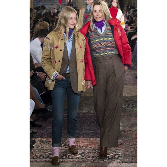 Polo Ralph Lauren Sweater Vest Fair Isle Cashmere Silk Top Coat Preppy Runway XS - Picture 11 of 13